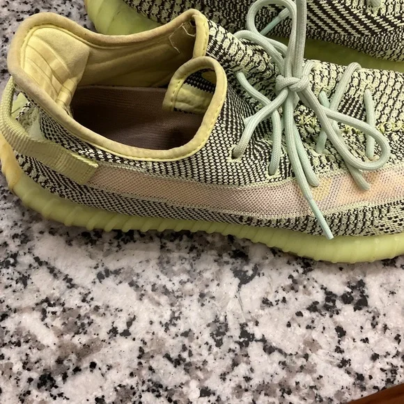 Yeezy Adidas Boost 350 V2 Sneakers Yeezrealin Green and Cream.